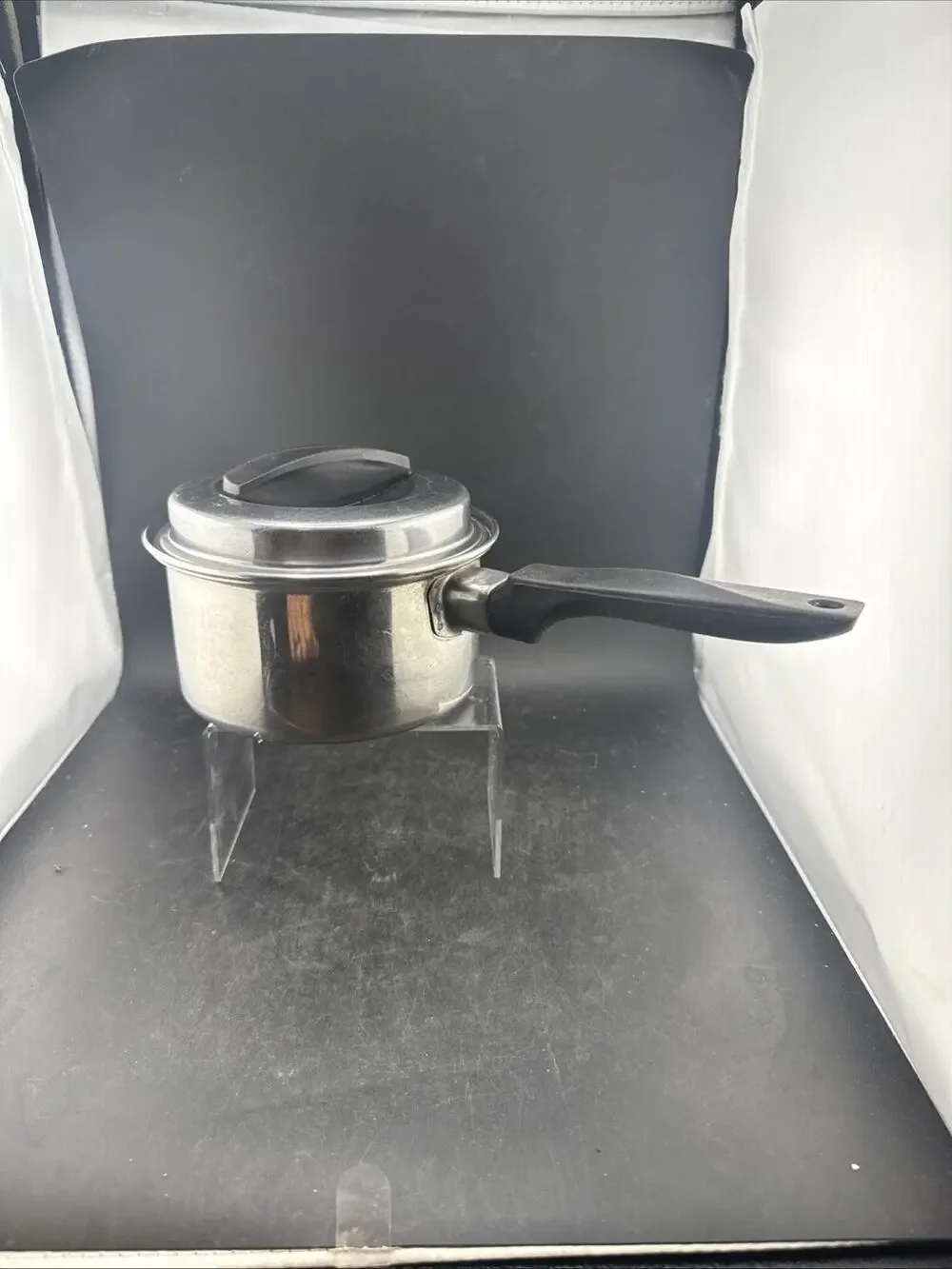 Vintage EKCO Flint 1 Qt Stainless Steel Saucepan Pot w/ Lid Radiant Heat Core